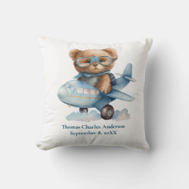 Personalisera Baby Bear Airplane Nursery Decor Kudde