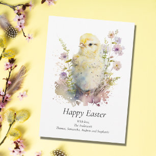 Personalisera Baby Chick Pastell Blommig Påsk Julkort