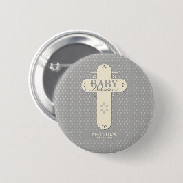 Personalisera, Baby Dedication Cream & Grå Kors Knapp