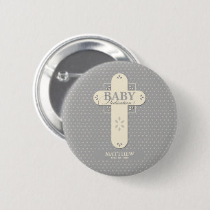 Personalisera, Baby Dedication Cream & Grå Kors Knapp