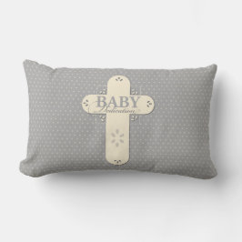 Personalisera, Baby Dedication Cream & Grå Kors Lumbarkudde
