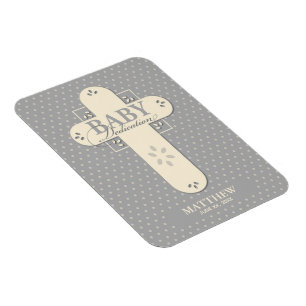 Personalisera, Baby Dedication Cream & Grå Kors Magnet