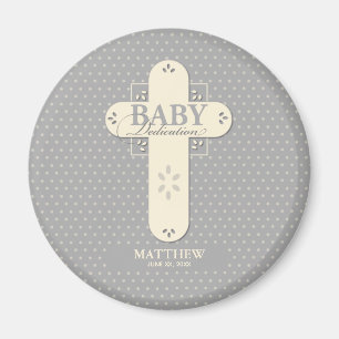 Personalisera, Baby Dedication Cream & Grå Kors Magnet