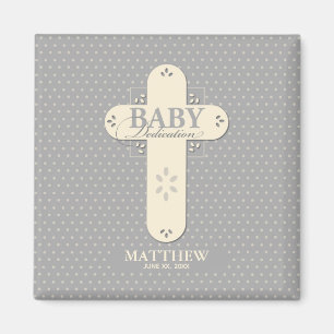 Personalisera, Baby Dedication Cream & Grå Kors Magnet