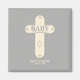 Personalisera, Baby Dedication Cream & Grått Kor Magnet