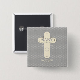 Personalisera, Baby Dedication Cream & Gray Cross Knapp