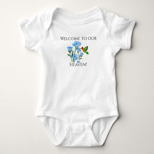 Personalisera Baby One=Biet Blommigt Hummingbird T Shirt (Framsida)