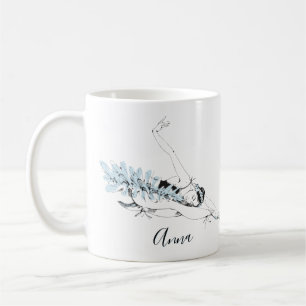 Personalisera Ballerina Stretching i Blue Kaffemugg