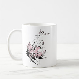 Personalisera Ballerina Stretching in Rosa Kaffemugg
