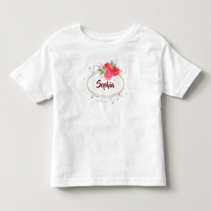 Personalisera barn T-shirt, glitter ro namn flicka T Shirt