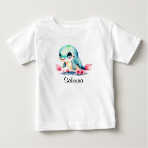 Personalisera Bebis Barn Barn Delfin Akvarell T Shirt