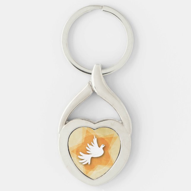 Personalisera bekräftelse gratulation present Coll Twisted Heart Silverfärgad Nyckelring (Framsidan)