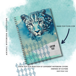 PERSONALISERA Blå Leopard Anteckningsbok Journal