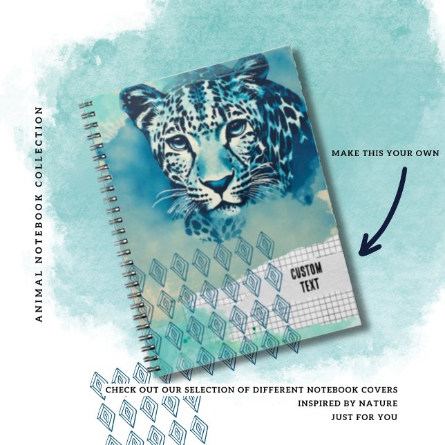 PERSONALISERA Blå Leopard Anteckningsbok Journal (Skapare uppladdad)