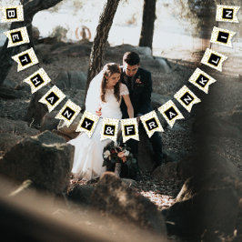 Personalisera Black Guld och White Polka Dot Bröll Vimplar