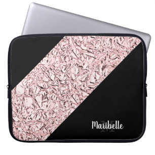 Personalisera Blåskuren Ro Guld Faux Foil Laptop Fodral
