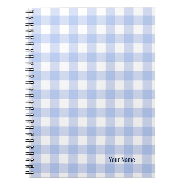 PERSONALISERA Blått Gingham Mönster Anteckningsbok (Framsidan)