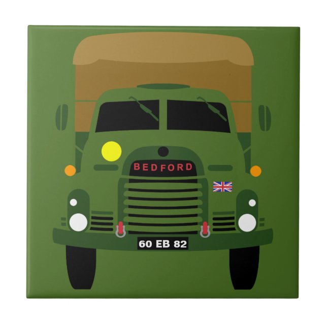 PERSONALISERA BRITISH ARMY VETERAN LASTBIL KAKELPLATTA (Framsidan)