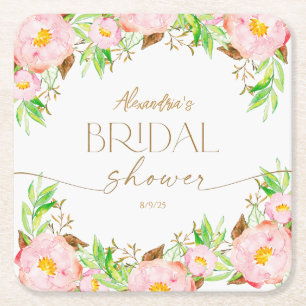 Personalisera Bröllopsduschblommor och blad Underlägg Papper Kvadrat