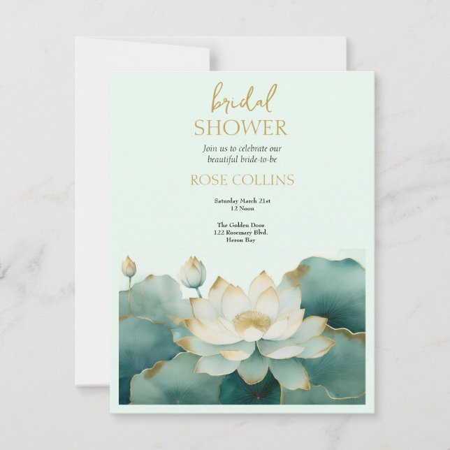Personalisera Bröllopsfest Lotus guld Inbjudningar (Framsida)