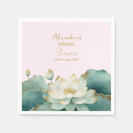Personalisera Bröllopsfest Lotus guld rosa Pappersservett