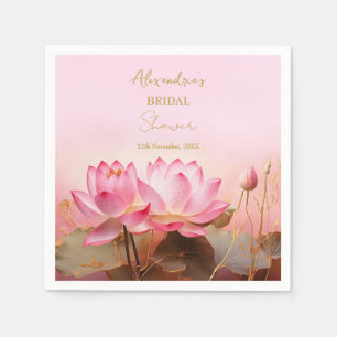 Personalisera Bröllopsfest Rosa Lotus  Pappersservett