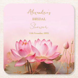 Personalisera Bröllopsfest Rosa Lotus  Underlägg Papper Kvadrat