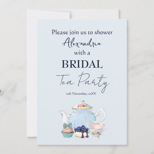 Personalisera Bröllopsfest Tea Party-inbjudan Meddelande (Framsida)