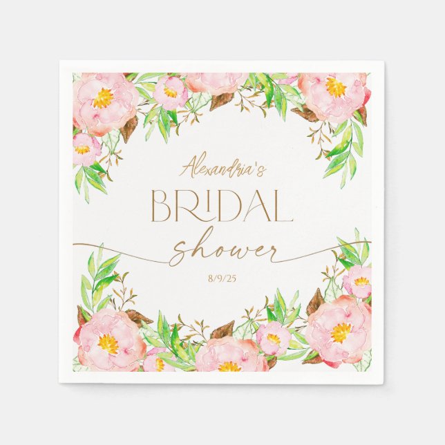 Personalisera bröllopsfestblommor och blad pappersservett (Framsidan)