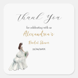 Personalisera bröllopsfestklänning Tack så mycket Fyrkantigt Klistermärke