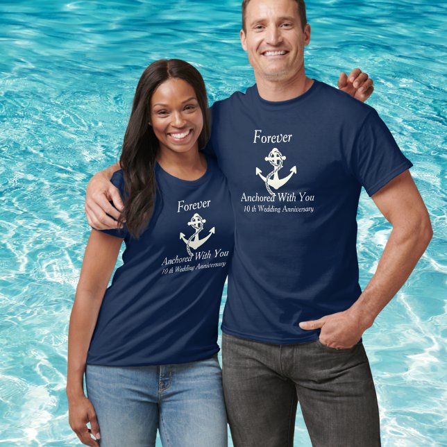 Personalisera bröllopsjubileumskryssning blå t shirt (Anniversary Cruise Vacation Shirt ,Personalize According to your needs.)