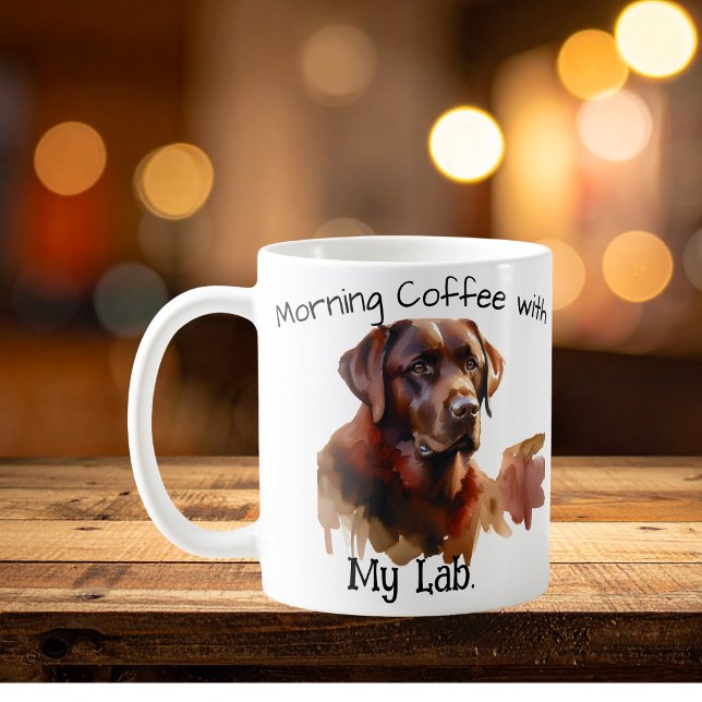 PERSONALISERA Brun Labrador Vattenfärg Kaffe Mugg (Skapare uppladdad)