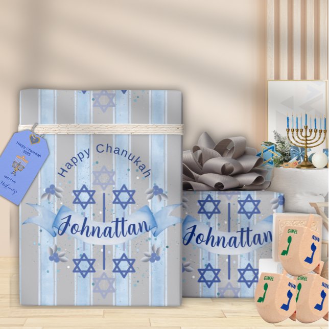 Personalisera Chanukah Elegant Presentpapper (Skapare uppladdad)