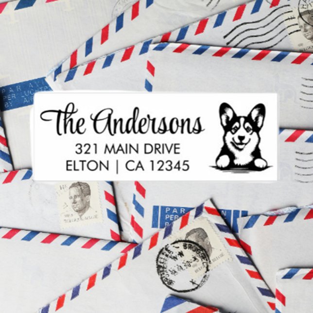 Personalisera Corgi Returadress Självfärgande Stämpel (a charming and practical way to make your mail uniquely yours.)