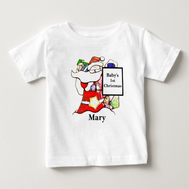 Personalisera - Cute Baby 1:a jultomten T Shirt (Framsida)