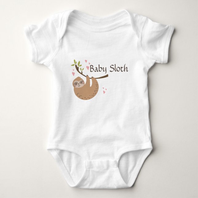 Personalisera Cute Baby Sloth Bodykostym T Shirt (Framsida)