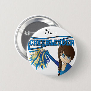 Personalisera Cute Blue CheerLeader Girl Knapp