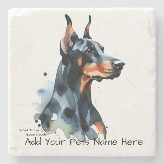 PERSONALISERA Cute DOBERMAN PINCHER Stenunderlägg (Framsidan)