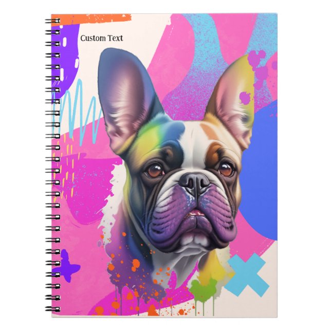 PERSONALISERA: Cute French Bull Dog Notebook Anteckningsbok (Framsidan)