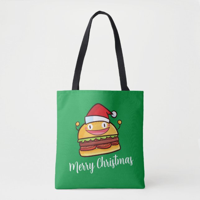 Personalisera Cute jul Hamburger Tote Bag Tygkasse (Framsida)
