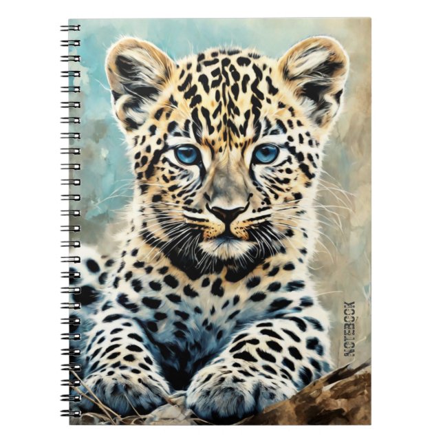 PERSONALISERA Cute Leopard Cub Notebook Anteckningsbok (Framsidan)