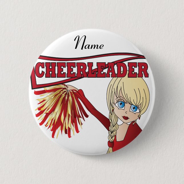 Personalisera Cute Red CheerLeader Girl Knapp (Framsida)