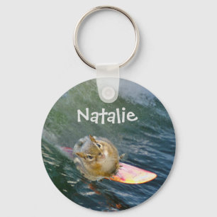 Personalisera Cute Surfing Chipmunk Nyckelring
