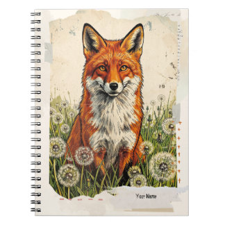 PERSONALISERA Cute Vintage Fox Collage Anteckningsbok