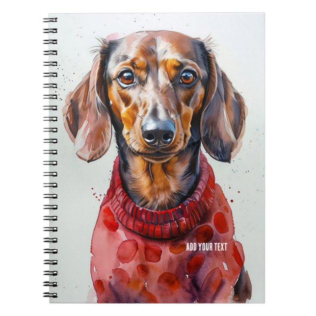 PERSONALISERA: Dachshund Hund i Red Sweater | Anteckningsbok (Framsidan)