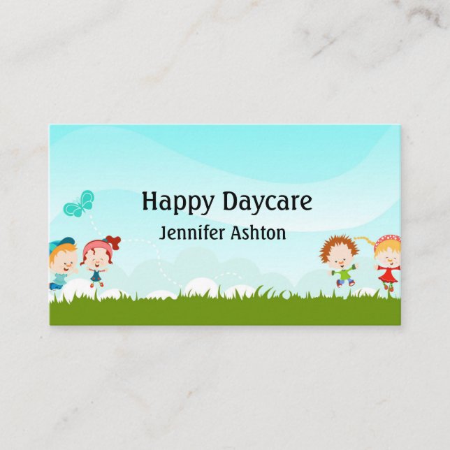 Personalisera Daycare Preschool Teacher Lycklig Ki Visitkort (Framsida)