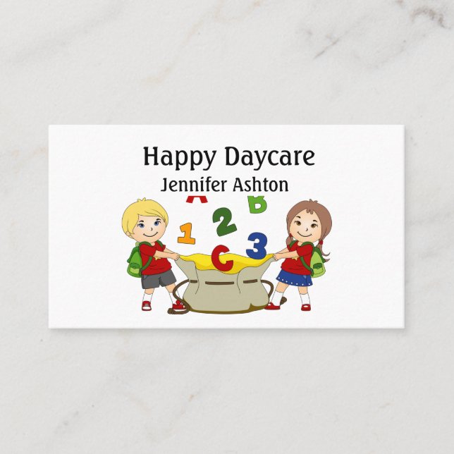 Personalisera Daycare Preschool Teacher Lycklig Ki Visitkort (Framsida)