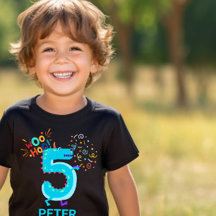PERSONALISERA DEN! Woohoo Monster 5-års födelsedag T Shirt