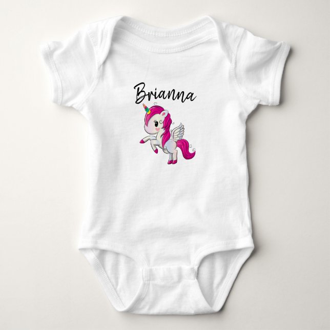 Personalisera din egen enhörningsbaby bodysuit t shirt (Framsida)