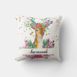 Personalisera Ditt Eget Vackra Blommiga Hjort Kudde